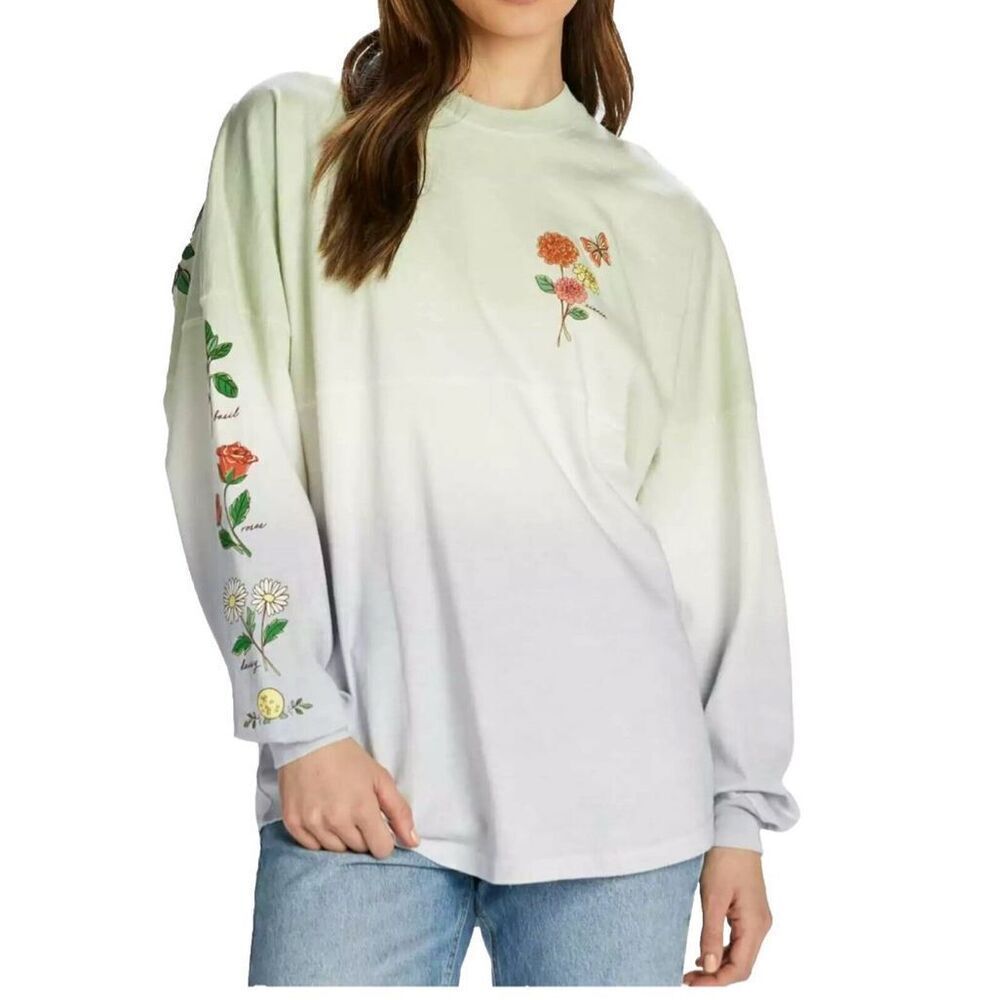Disney Epcot Sweatshirt Womens Flower Garden Festival Ombre Grow Green Sz S